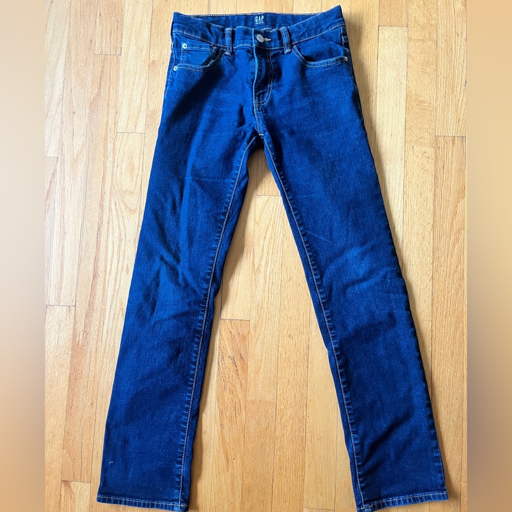 GAP boys’ Stretch Straight dark denim jeans, size 16. Great used condition